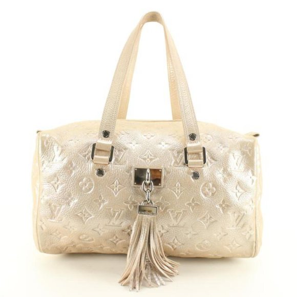 Louis Vuitton Metallic Champagne Leather Monogram Comet Boston Bag 39lu76s - Picture 1 of 12